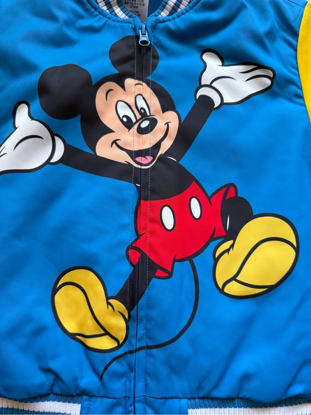 Disney Store Mickey Mouse Back to Front Varsity Bomber Jacket Kids 7/8 NWT